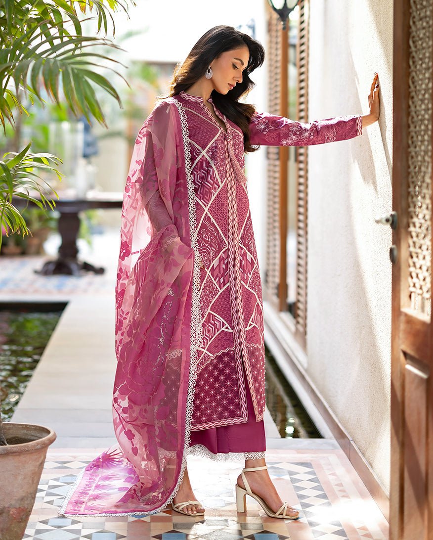 Mushq | Astoria Lawn 26 | Rosea-Brand:Mushq-Type:Ladies Clothes-Magenta-Lawn-House of Maryam- Buy in UK, USA