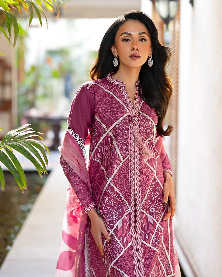 Mushq | Astoria Lawn 26 | Rosea-Brand:Mushq-Type:Ladies Clothes-Magenta-Lawn-House of Maryam- Buy in UK, USA