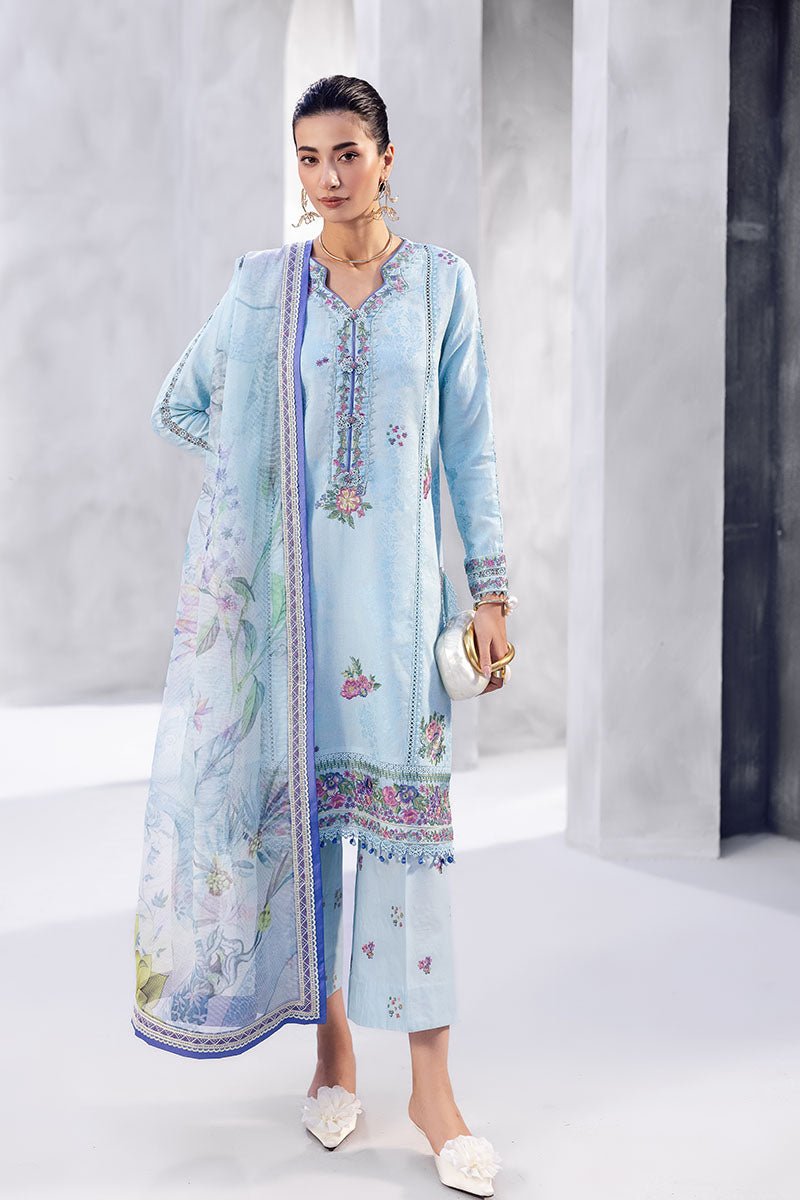 Mushq | La Toscana Casual Pret 25 | Elara-Brand:Mushq-Type:Ladies Clothes-Ice Blue-Lawn-House of Maryam- Buy in UK, USA