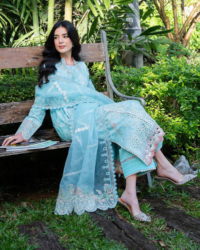 Mushq | La Toscana Casual Pret | Amalfi Breeze-Brand:Mushq-Type:Ladies Clothes-Light Sky Blue-Jacquard-House of Maryam- Buy in UK, USA