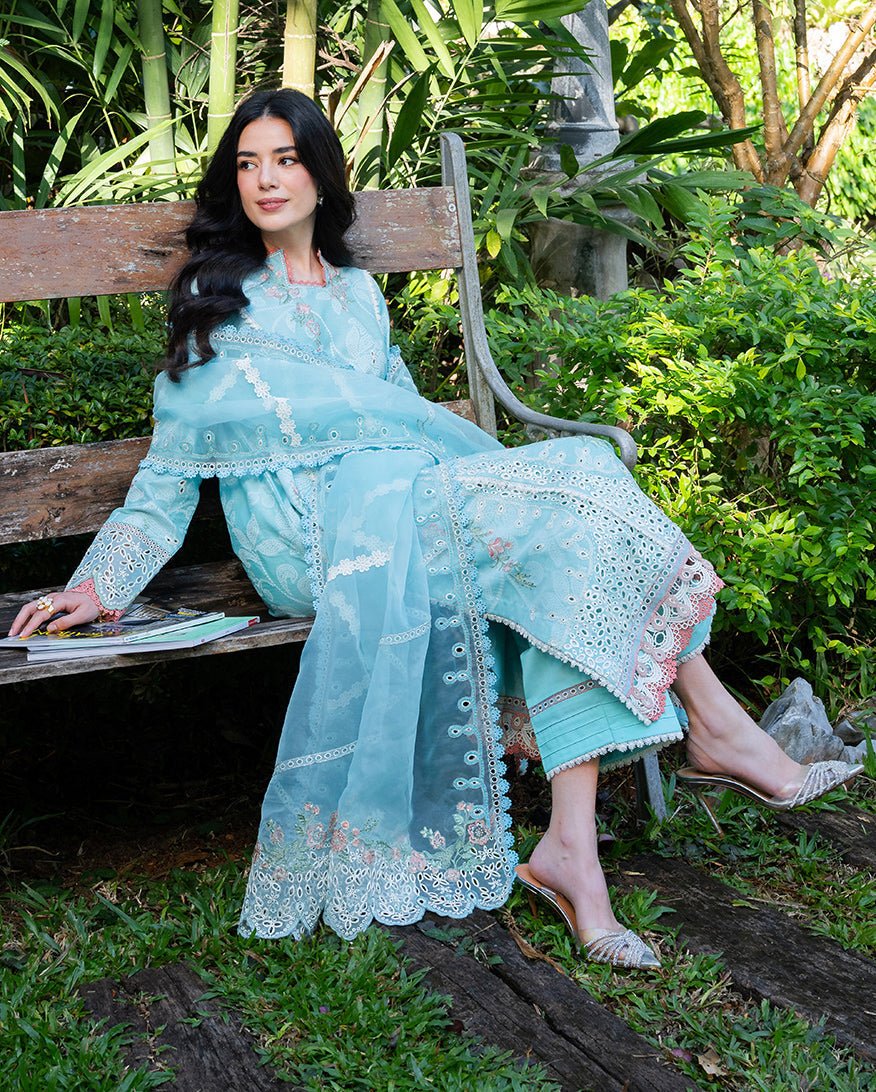 Mushq | La Toscana Casual Pret | Amalfi Breeze-Brand:Mushq-Type:Ladies Clothes-Light Sky Blue-Jacquard-House of Maryam- Buy in UK, USA