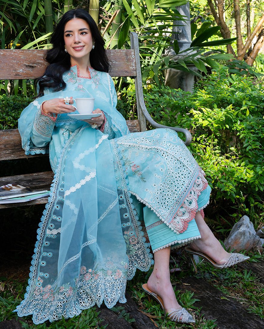 Mushq | La Toscana Casual Pret | Amalfi Breeze-Brand:Mushq-Type:Ladies Clothes-Light Sky Blue-Jacquard-House of Maryam- Buy in UK, USA