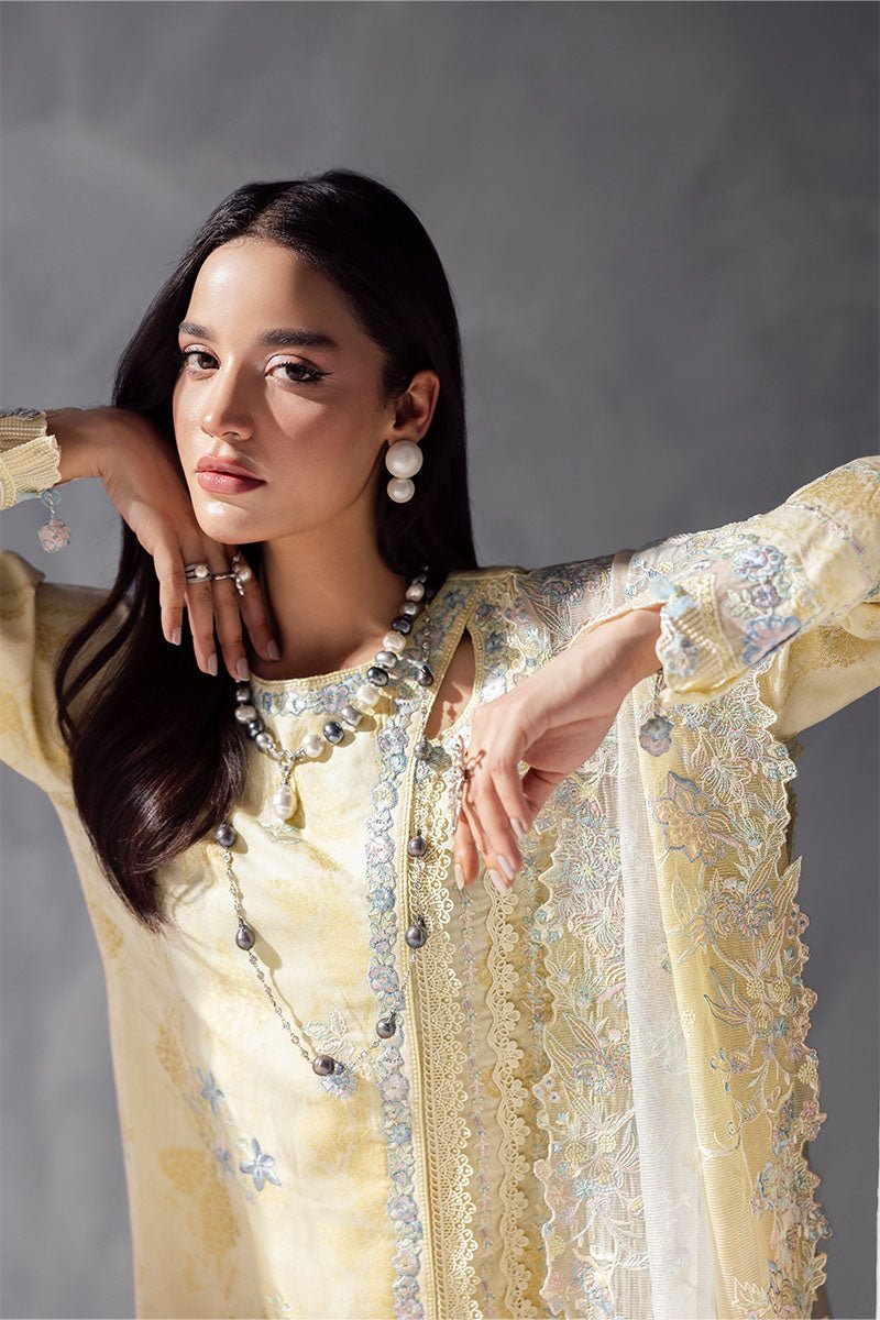 Mushq | La Toscana Casual Pret | Aymber-Brand:Mushq-Type:Ladies Clothes-Butter Yellow-Lawn-House of Maryam- Buy in UK, USA