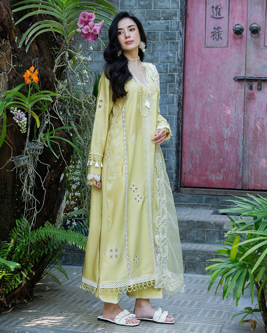 Mushq | La Toscana Casual Pret | Bella Vigna-Brand:Mushq-Type:Ladies Clothes-Butter Yellow-Cotton-House of Maryam- Buy in UK, USA