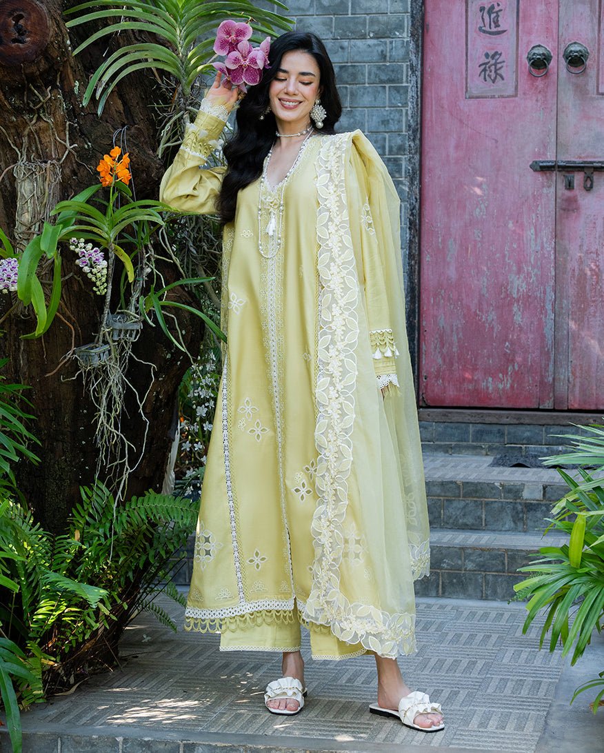 Mushq | La Toscana Casual Pret | Bella Vigna-Brand:Mushq-Type:Ladies Clothes-Butter Yellow-Cotton-House of Maryam- Buy in UK, USA