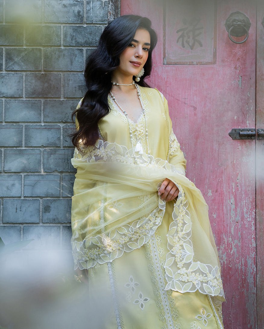 Mushq | La Toscana Casual Pret | Bella Vigna-Brand:Mushq-Type:Ladies Clothes-Butter Yellow-Cotton-House of Maryam- Buy in UK, USA