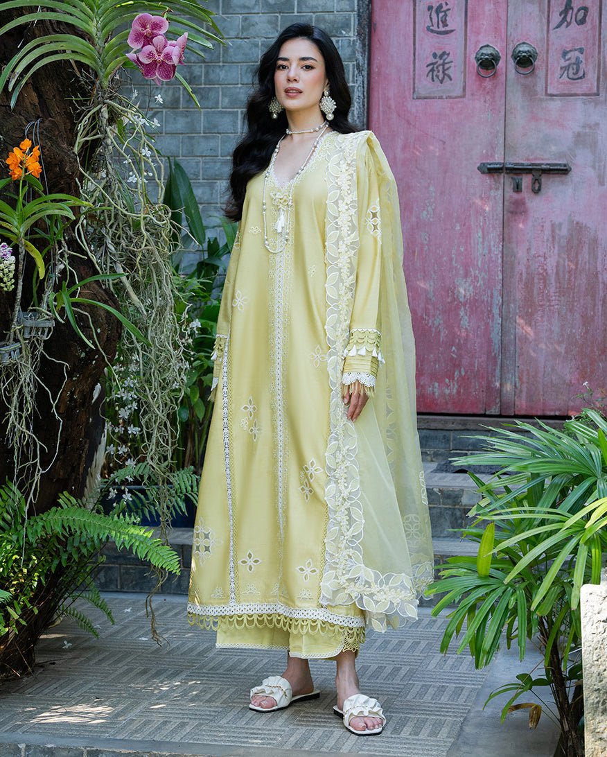 Mushq | La Toscana Casual Pret | Bella Vigna-Brand:Mushq-Type:Ladies Clothes-Butter Yellow-Cotton-House of Maryam- Buy in UK, USA