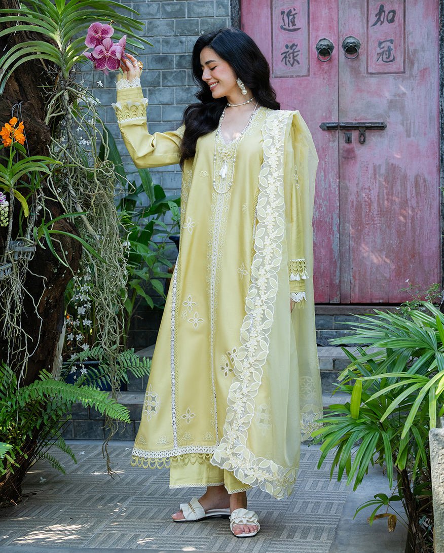Mushq | La Toscana Casual Pret | Bella Vigna-Brand:Mushq-Type:Ladies Clothes-Butter Yellow-Cotton-House of Maryam- Buy in UK, USA