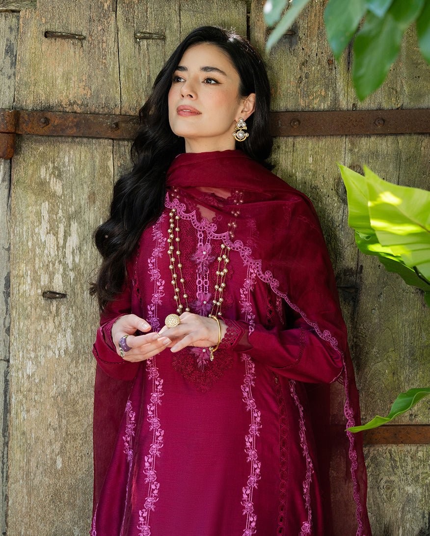 Mushq | La Toscana Casual Pret | Blush Vineyard-Brand:Mushq-Type:Ladies Clothes-Ruby Red-Cotton-House of Maryam- Buy in UK, USA
