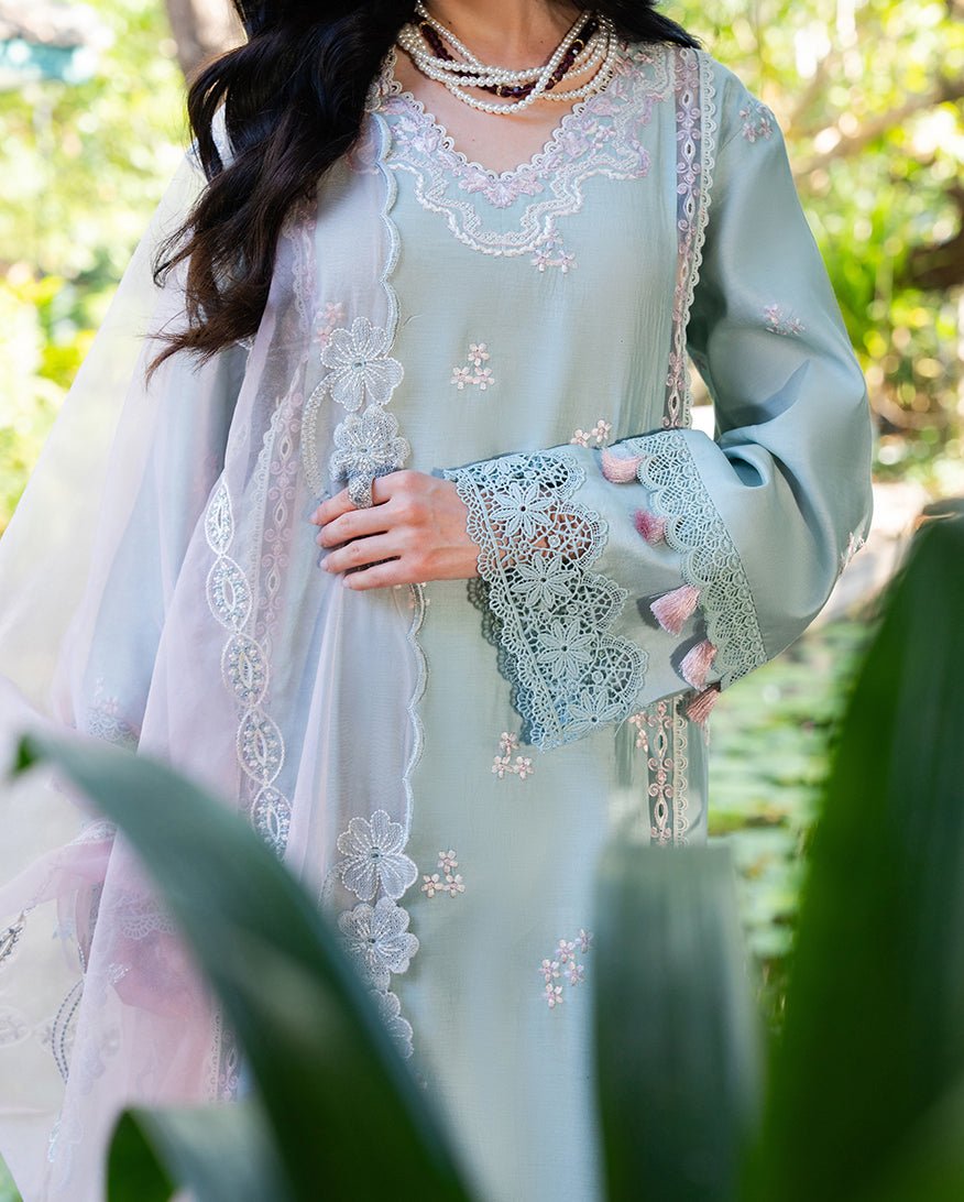 Mushq | La Toscana Casual Pret | Florenza Flair-Brand:Mushq-Type:Ladies Clothes-Sky Blue-Cotton-House of Maryam- Buy in UK, USA