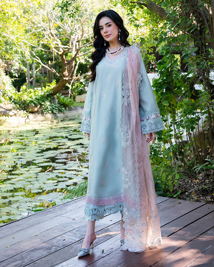 Mushq | La Toscana Casual Pret | Florenza Flair-Brand:Mushq-Type:Ladies Clothes-Sky Blue-Cotton-House of Maryam- Buy in UK, USA