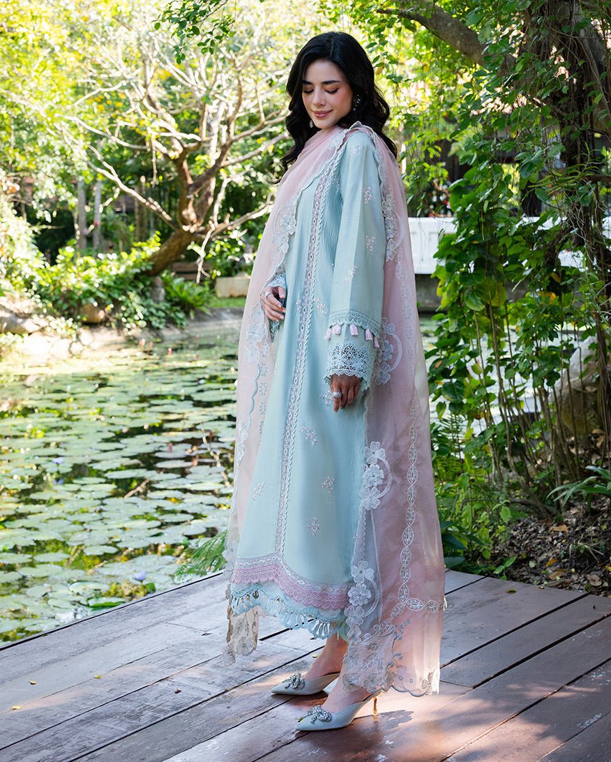 Mushq | La Toscana Casual Pret | Florenza Flair-Brand:Mushq-Type:Ladies Clothes-Sky Blue-Cotton-House of Maryam- Buy in UK, USA