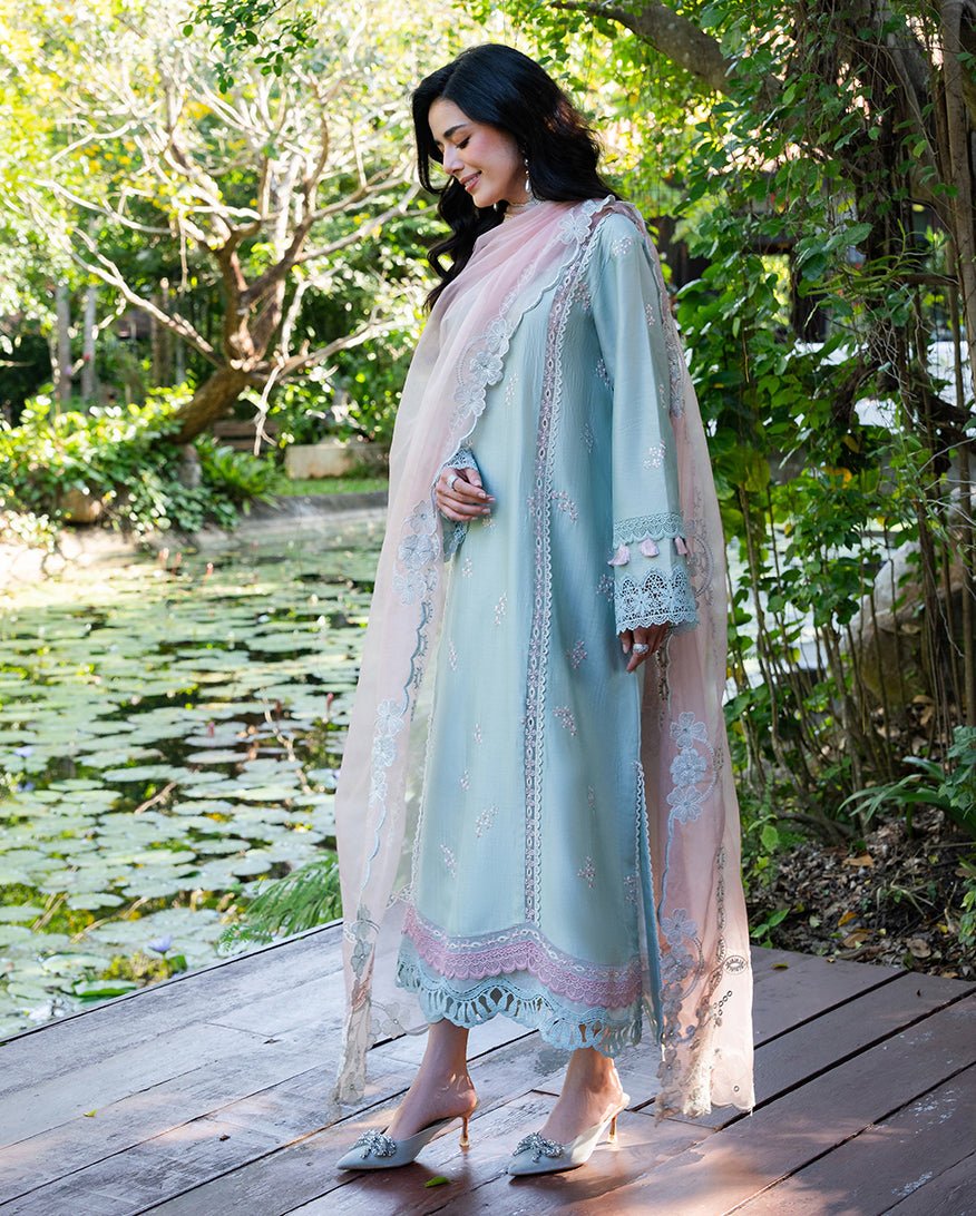Mushq | La Toscana Casual Pret | Florenza Flair-Brand:Mushq-Type:Ladies Clothes-Sky Blue-Cotton-House of Maryam- Buy in UK, USA