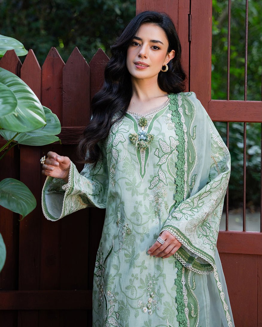 Mushq | La Toscana Casual Pret | Terra Belle-Brand:Mushq-Type:Ladies Clothes-Pastel Mint-Jacquard-House of Maryam- Buy in UK, USA