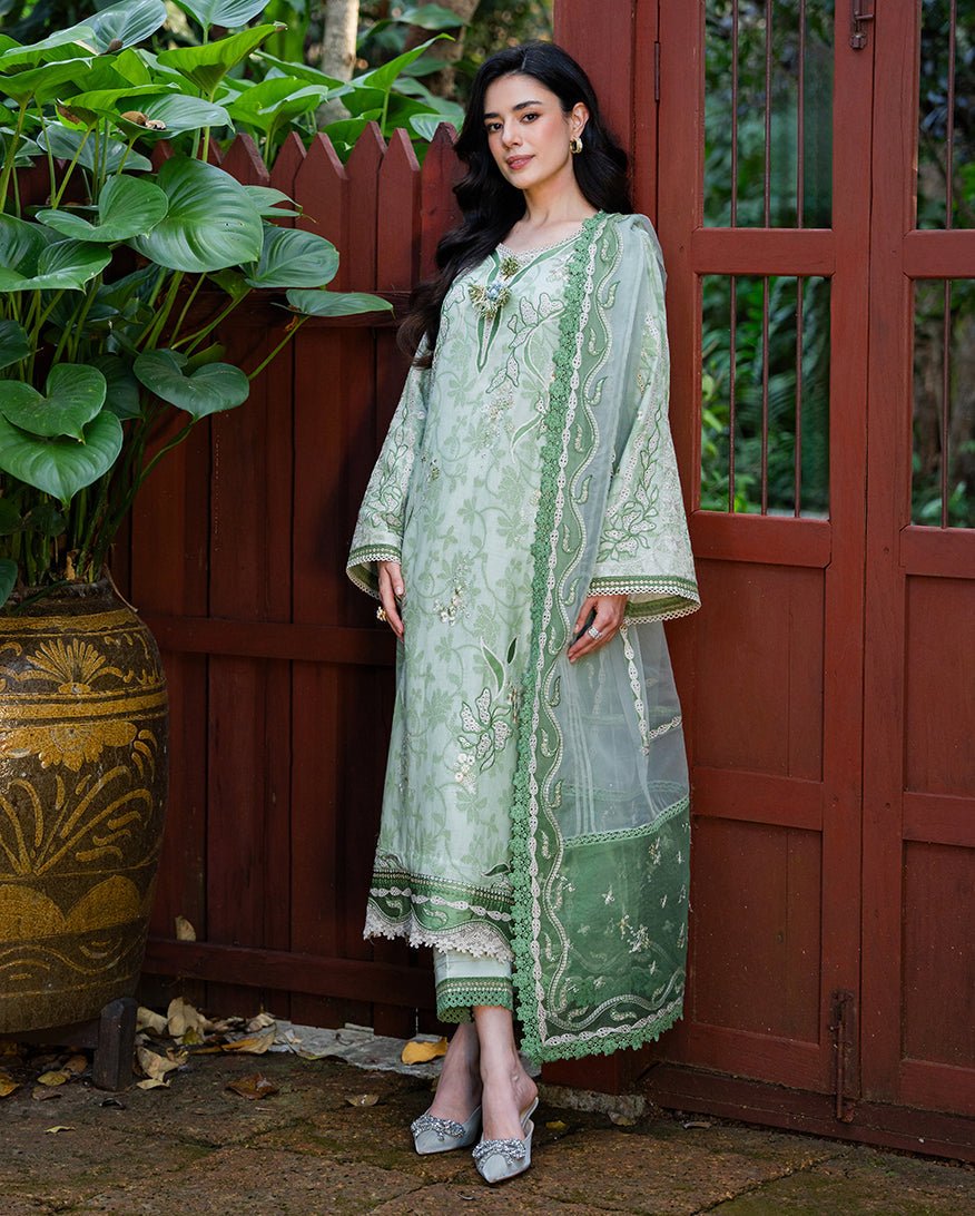 Mushq | La Toscana Casual Pret | Terra Belle-Brand:Mushq-Type:Ladies Clothes-Pastel Mint-Jacquard-House of Maryam- Buy in UK, USA