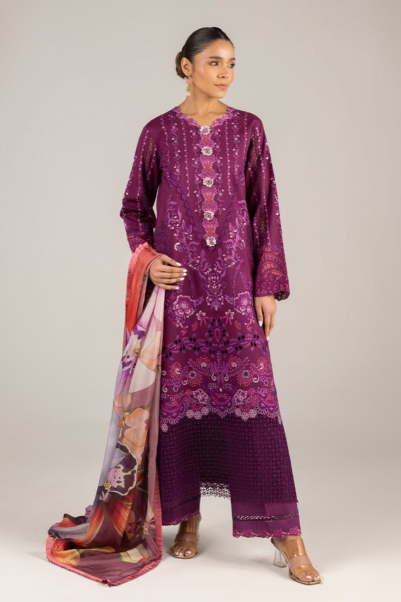 Mushq | Manaram Luxury Lawn 25 | Eternal Beat-Brand:Mushq-Type:Ladies Clothes-Plum-Lawn-House of Maryam- Buy in UK, USA