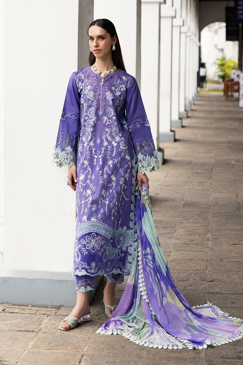 Mushq | Manaram Luxury Lawn 25 | Luminous Essence-Brand:Mushq-Type:Ladies Clothes-Smoke Blue-Lawn-House of Maryam- Buy in UK, USA