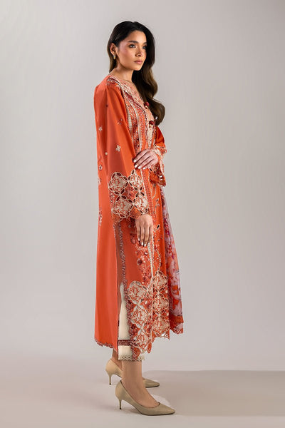 Mushq | Manaram Luxury Lawn 25 | Starry Side-Brand:Mushq-Type:Ladies Clothes-Pinkish Orange-Lawn-House of Maryam- Buy in UK, USA