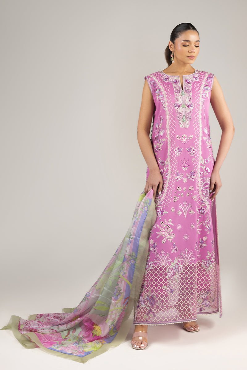 Mushq | Manaram Luxury Lawn 25 | Timeless Wave-Brand:Mushq-Type:Ladies Clothes-Rose Pink-Lawn-House of Maryam- Buy in UK, USA