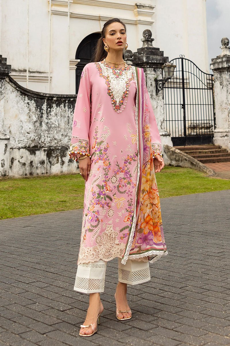 Mushq | Manaram Luxury Lawn 25 | Twinkling Tempos-Brand:Mushq-Type:Ladies Clothes-Light Pink-Lawn-House of Maryam- Buy in UK, USA