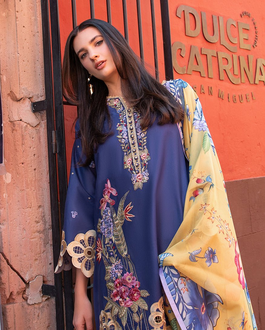 Mushq | Odyssey Lawn 26 | Ines-Brand:Mushq-Type:Ladies Clothes-Navy Blue-Lawn-House of Maryam- Buy in UK, USA