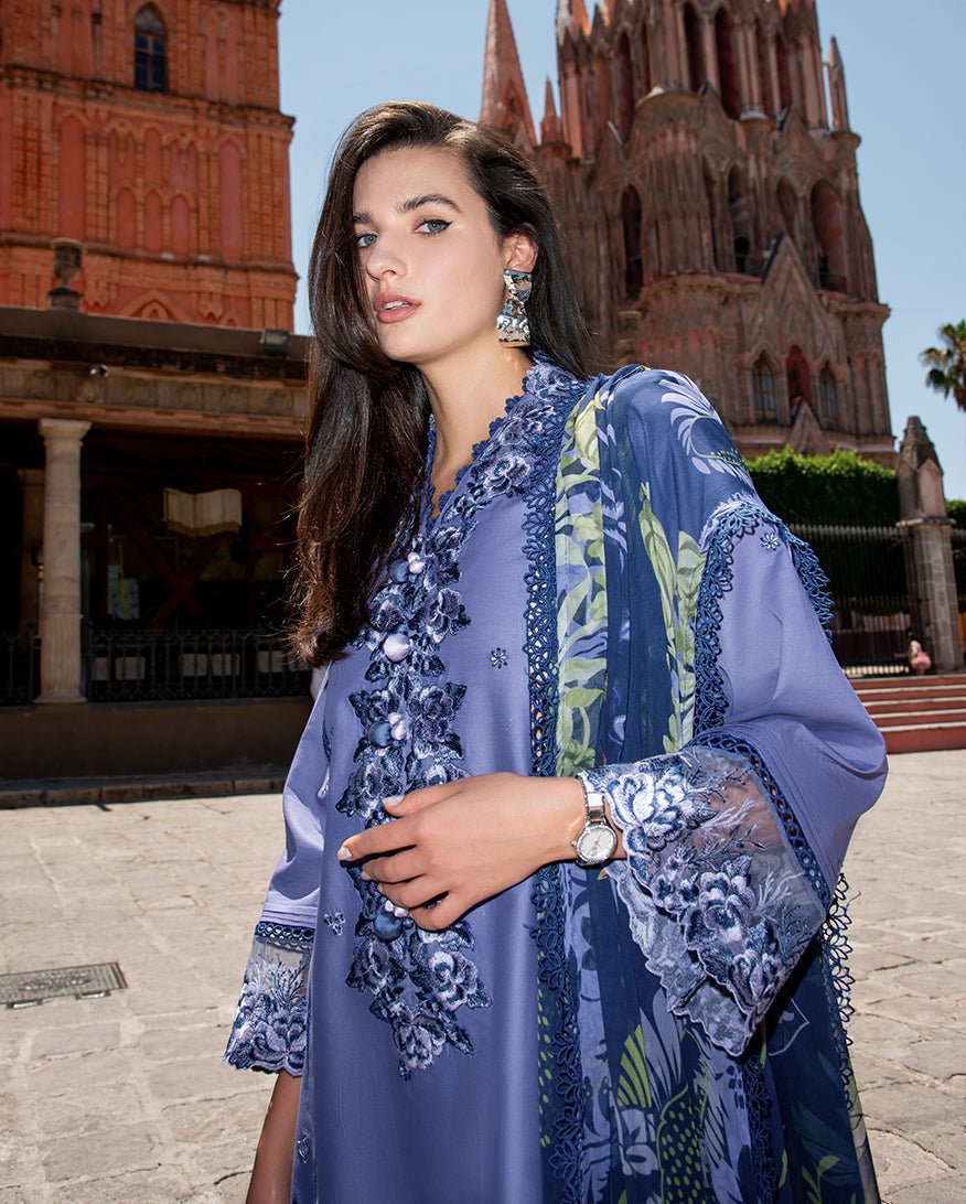 Mushq | Odyssey Lawn 26 | Juana-Brand:Mushq-Type:Ladies Clothes-Steel Blue-Lawn-House of Maryam- Buy in UK, USA