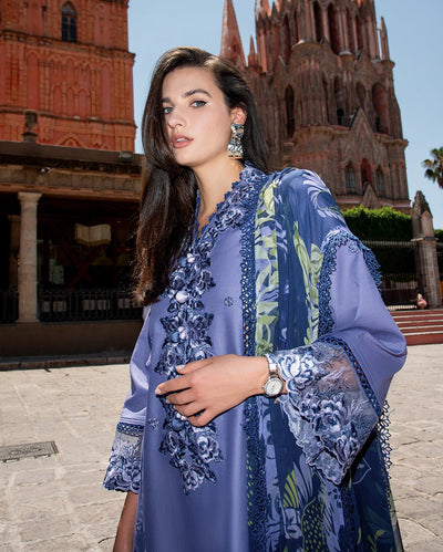 Mushq | Odyssey Lawn 26 | Juana-Brand:Mushq-Type:Ladies Clothes-Steel Blue-Lawn-House of Maryam- Buy in UK, USA