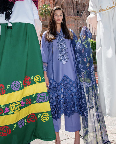 Mushq | Odyssey Lawn 26 | Juana-Brand:Mushq-Type:Ladies Clothes-Steel Blue-Lawn-House of Maryam- Buy in UK, USA