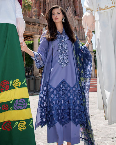 Mushq | Odyssey Lawn 26 | Juana-Brand:Mushq-Type:Ladies Clothes-Steel Blue-Lawn-House of Maryam- Buy in UK, USA