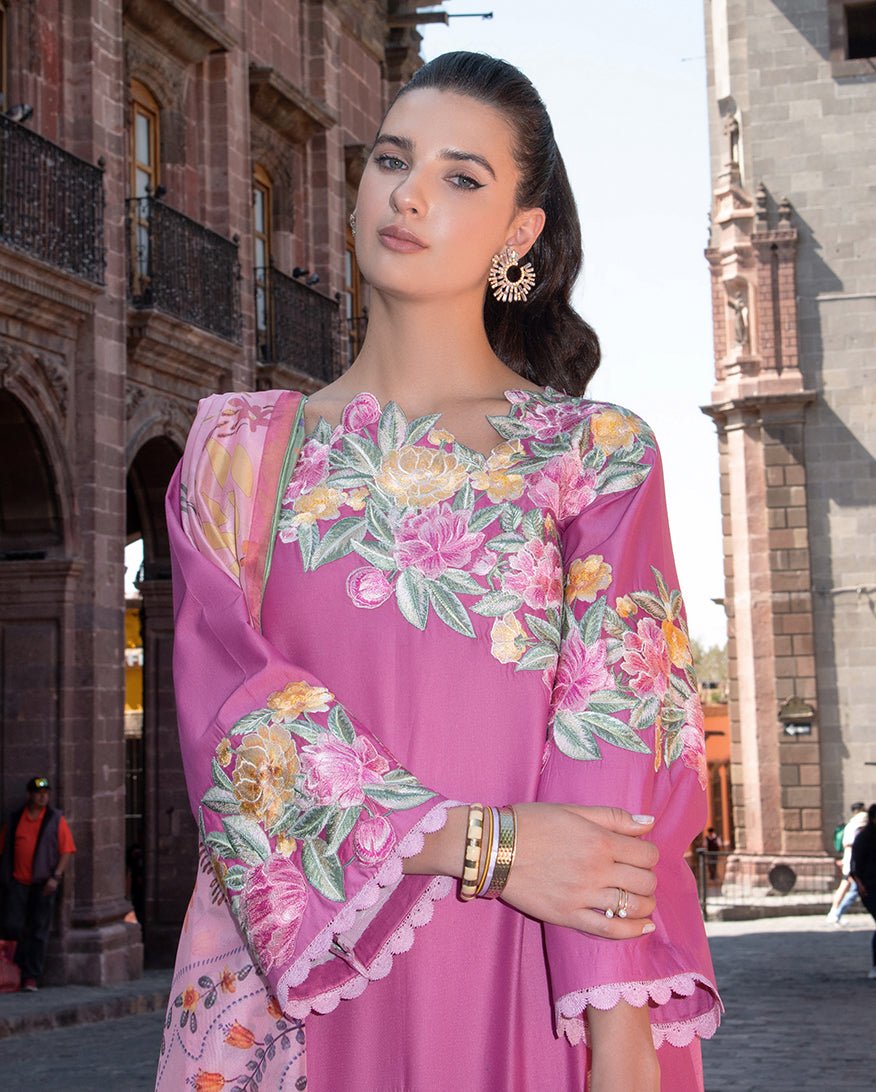 Mushq | Odyssey Lawn 26 | Meredith-Brand:Mushq-Type:Ladies Clothes-Rose Pink-Lawn-House of Maryam- Buy in UK, USA
