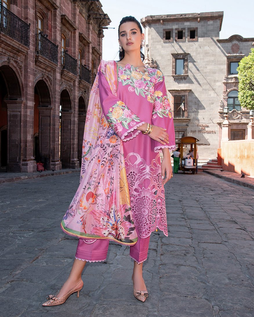 Mushq | Odyssey Lawn 26 | Meredith-Brand:Mushq-Type:Ladies Clothes-Rose Pink-Lawn-House of Maryam- Buy in UK, USA