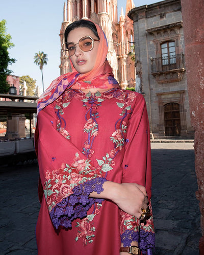 Mushq | Odyssey Lawn 26 | Nicolas-Brand:Mushq-Type:Ladies Clothes-Maroon-Lawn-House of Maryam- Buy in UK, USA