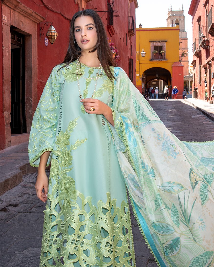 Mushq | Odyssey Lawn 26 | Paloma-Brand:Mushq-Type:Ladies Clothes-Pale Mint Green-Lawn-House of Maryam- Buy in UK, USA