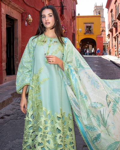 Mushq | Odyssey Lawn 26 | Paloma-Brand:Mushq-Type:Ladies Clothes-Pale Mint Green-Lawn-House of Maryam- Buy in UK, USA