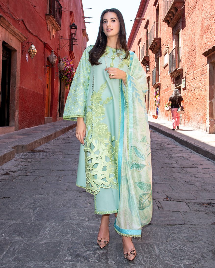 Mushq | Odyssey Lawn 26 | Paloma-Brand:Mushq-Type:Ladies Clothes-Pale Mint Green-Lawn-House of Maryam- Buy in UK, USA