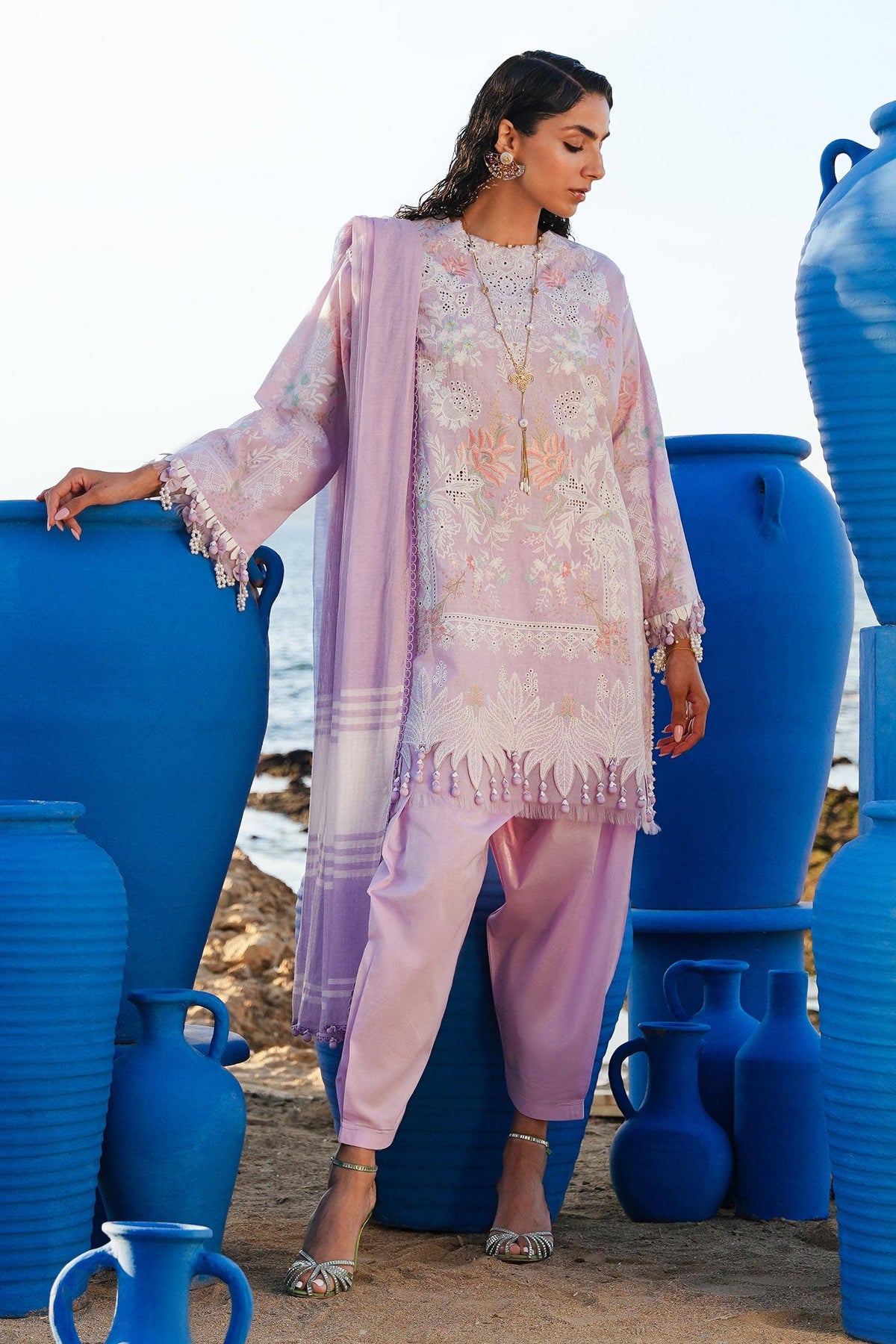 Sana Safinaz | Muzlin Spring 24 | M241-009B-DF -  Sana Safinaz Luxury - Original Designer Dress - House of Maryam