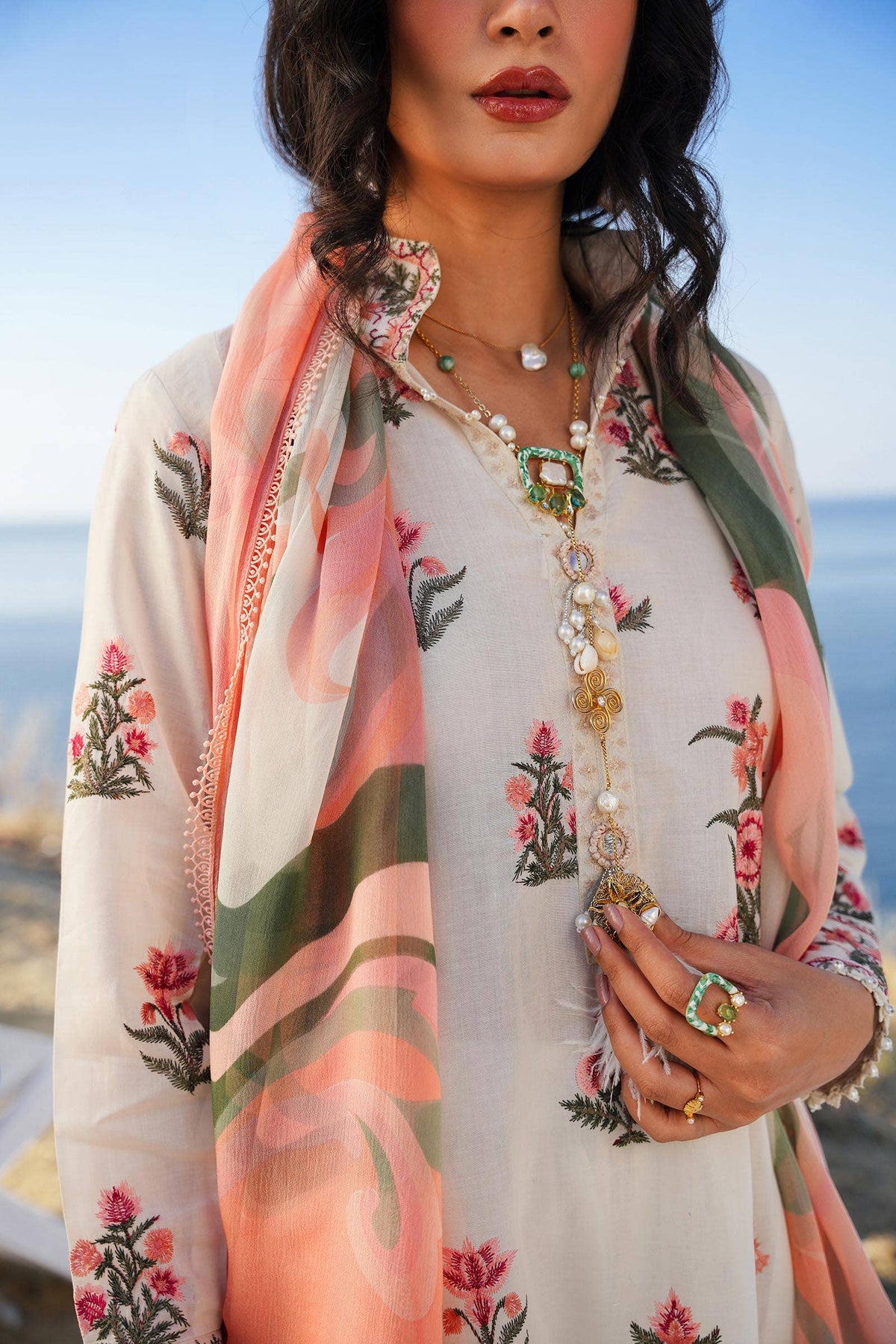 Sana Safinaz | Muzlin Spring 24 | M241-010A-CJ -  Sana Safinaz Luxury - Original Designer Dress - House of Maryam