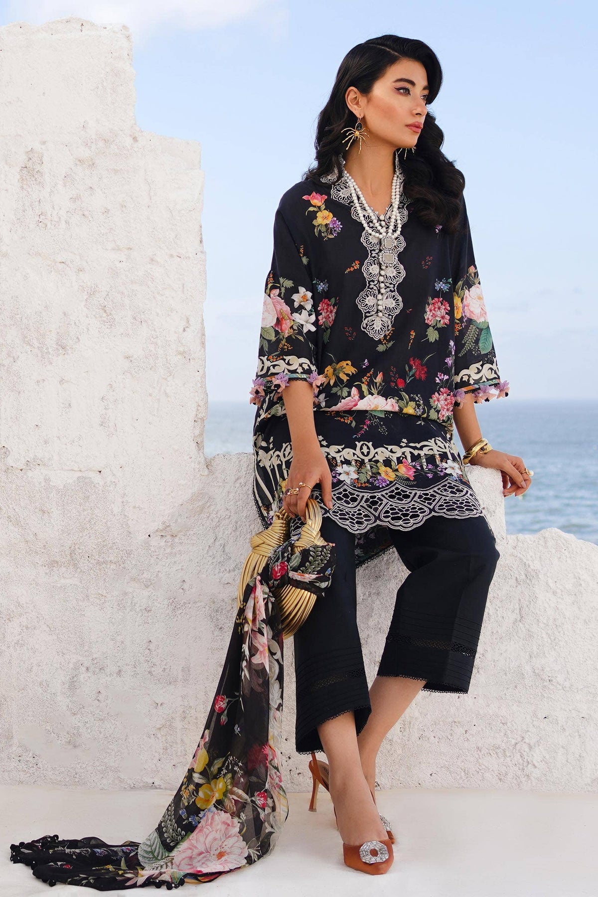 Sana Safinaz | Muzlin Spring 24 | M241-012B-CI -  Sana Safinaz Luxury - Original Designer Dress - House of Maryam