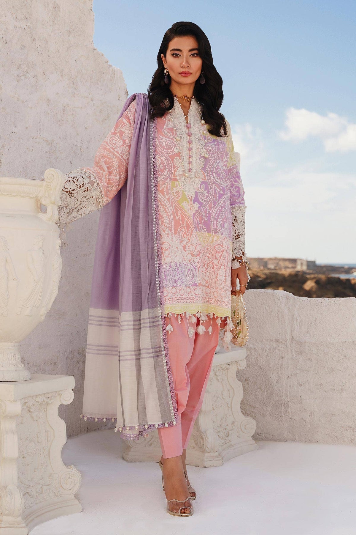 Sana Safinaz | Muzlin Spring 24 | M241-015A-DG -  Sana Safinaz Luxury - Original Designer Dress - House of Maryam