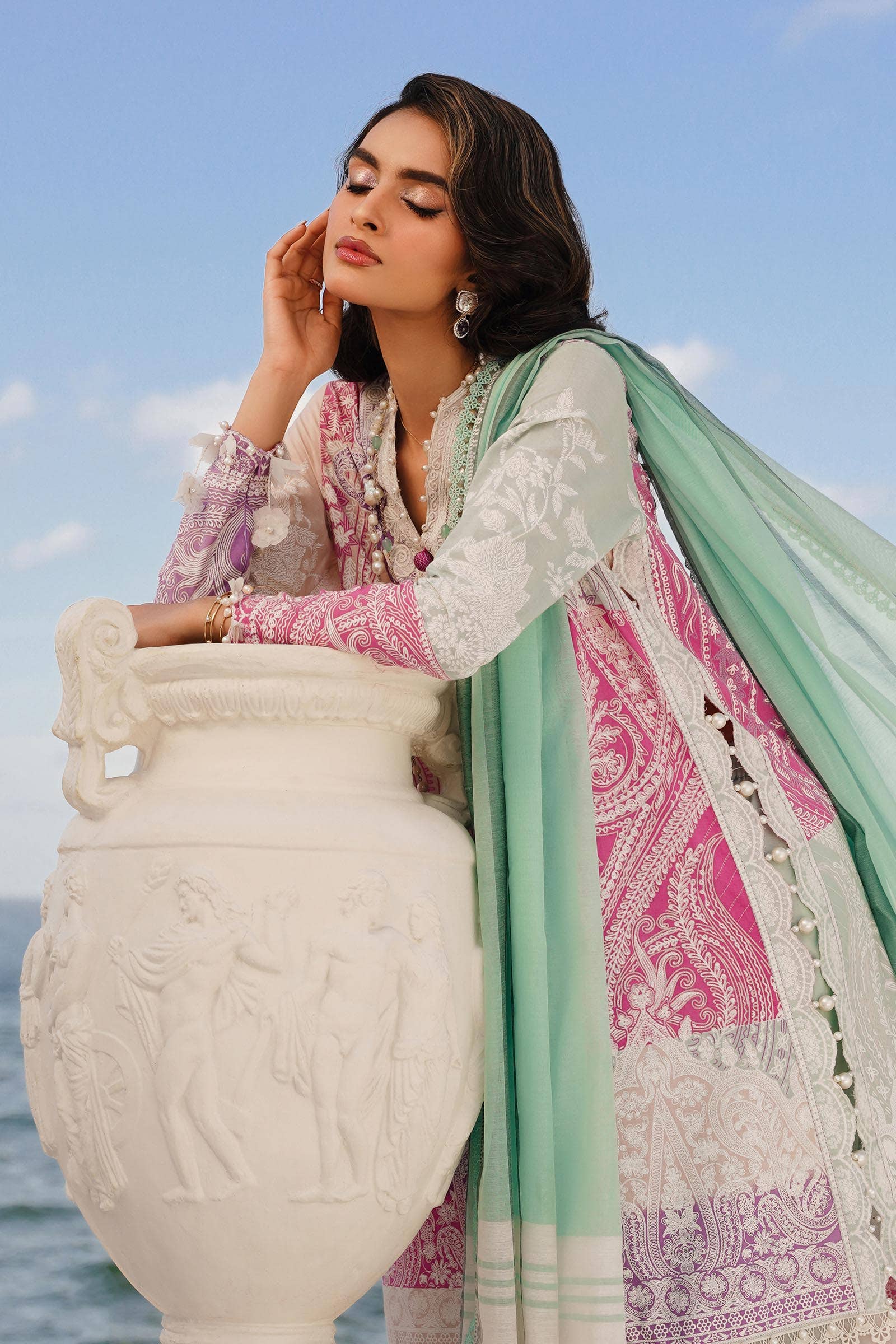 Sana Safinaz | Muzlin Spring 24 | M241-015B-DG -  Sana Safinaz Luxury -  House of Maryam
