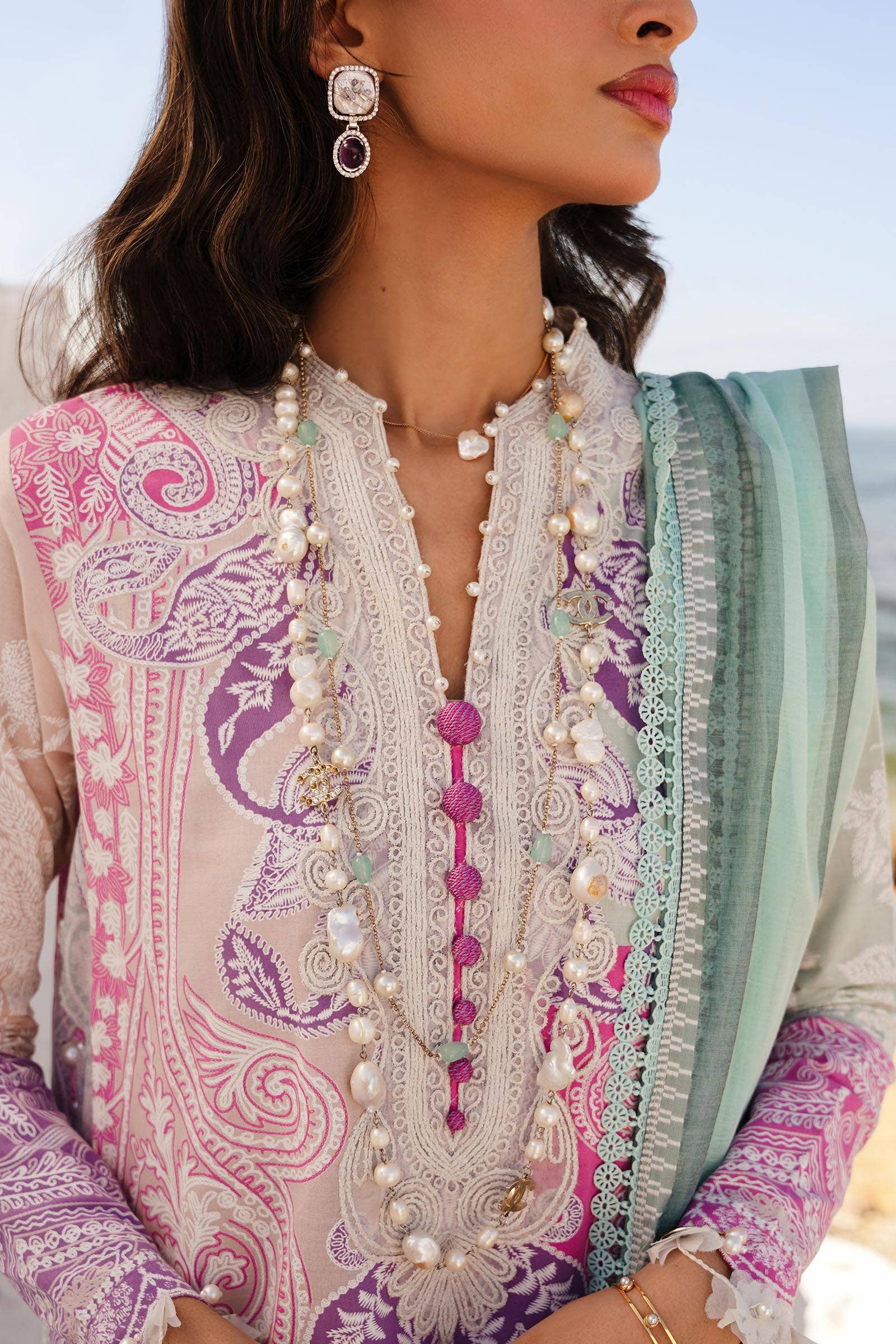Sana Safinaz | Muzlin Spring 24 | M241-015B-DG -  Sana Safinaz Luxury -  House of Maryam