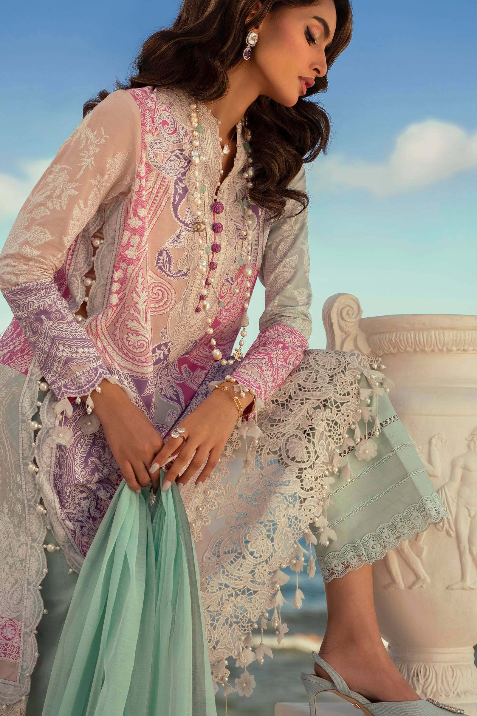 Sana Safinaz | Muzlin Spring 24 | M241-015B-DG -  Sana Safinaz Luxury -  House of Maryam