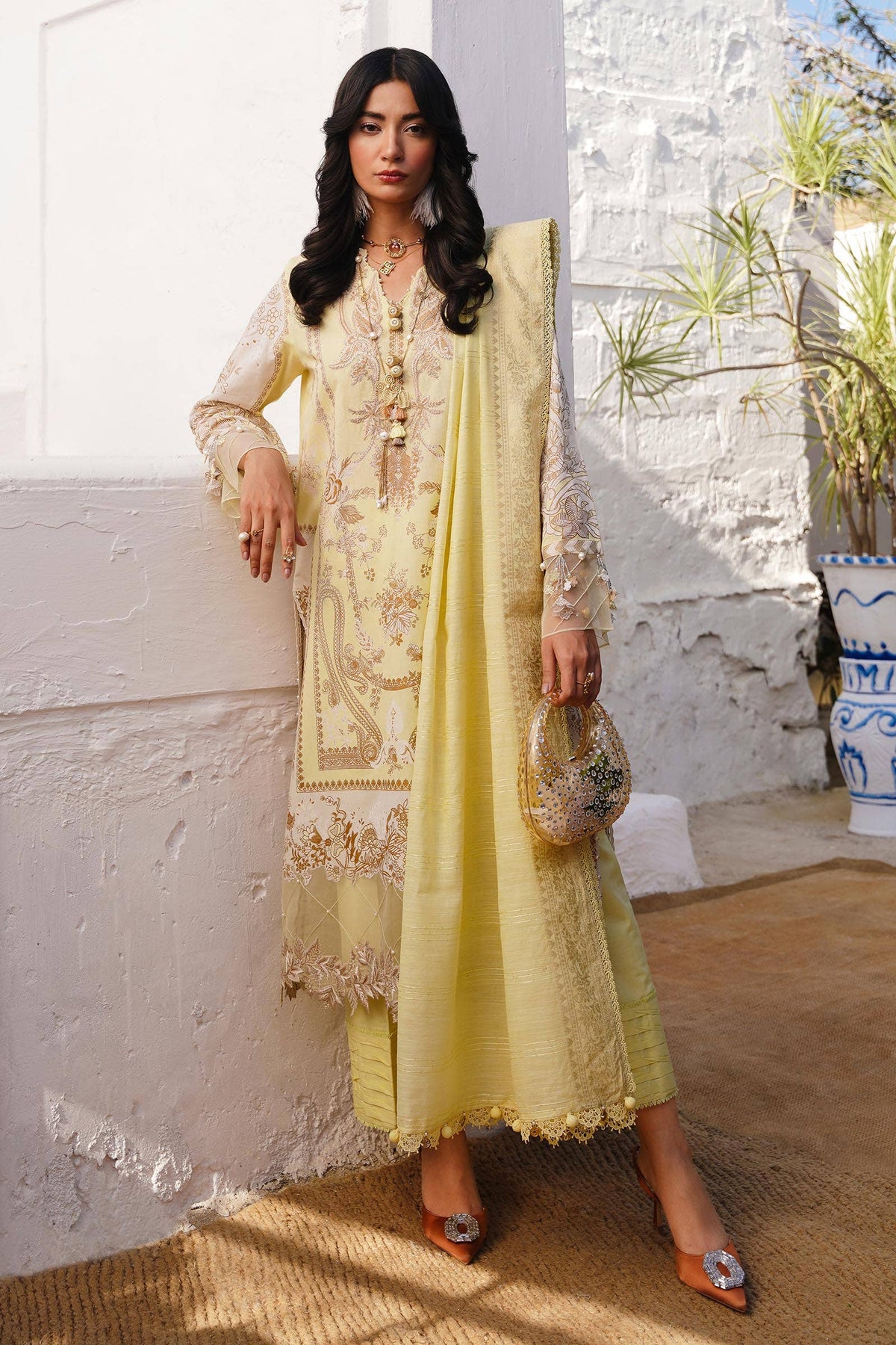 Sana Safinaz | Muzlin Spring 24 | M241-018A-CM -  Sana Safinaz Luxury - Original Designer Dress - House of Maryam