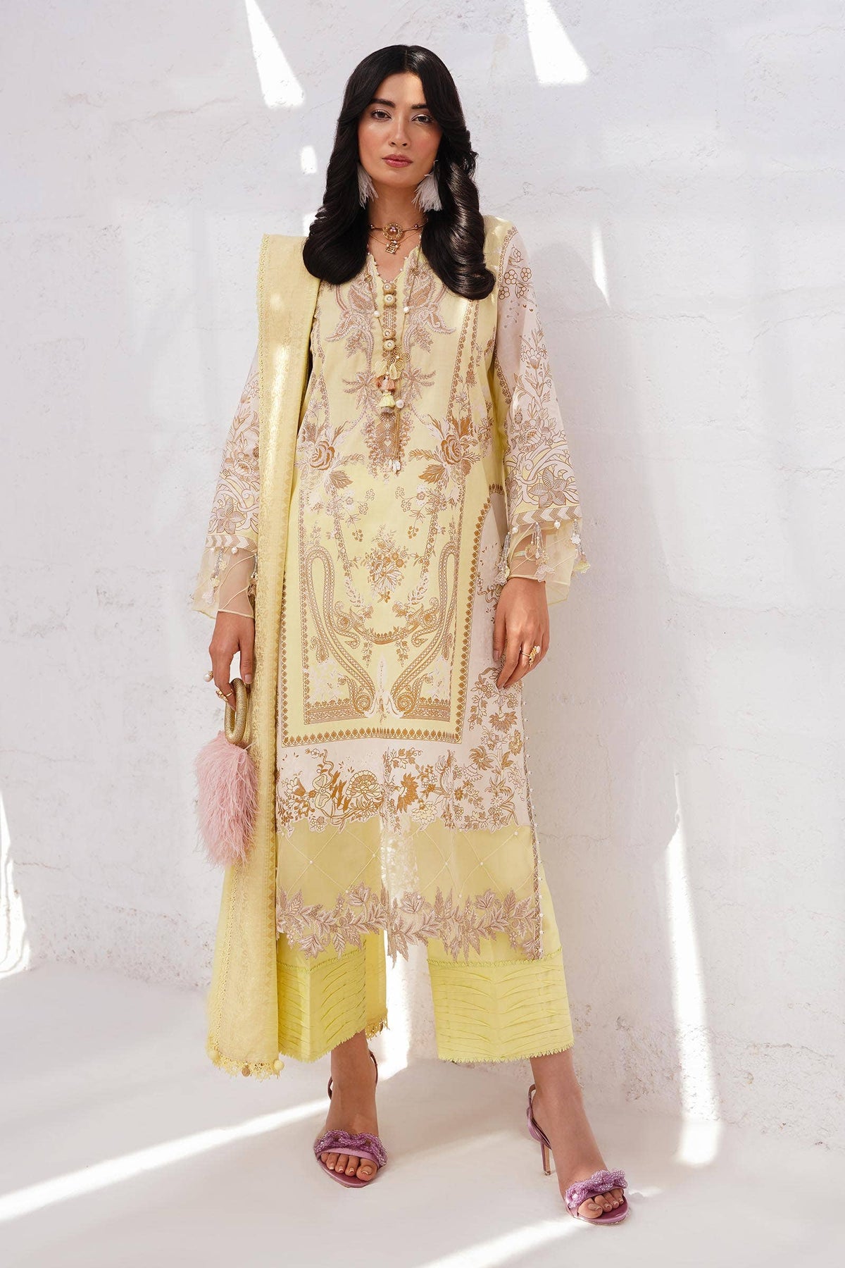 Sana Safinaz | Muzlin Spring 24 | M241-018A-CM -  Sana Safinaz Luxury - Original Designer Dress - House of Maryam