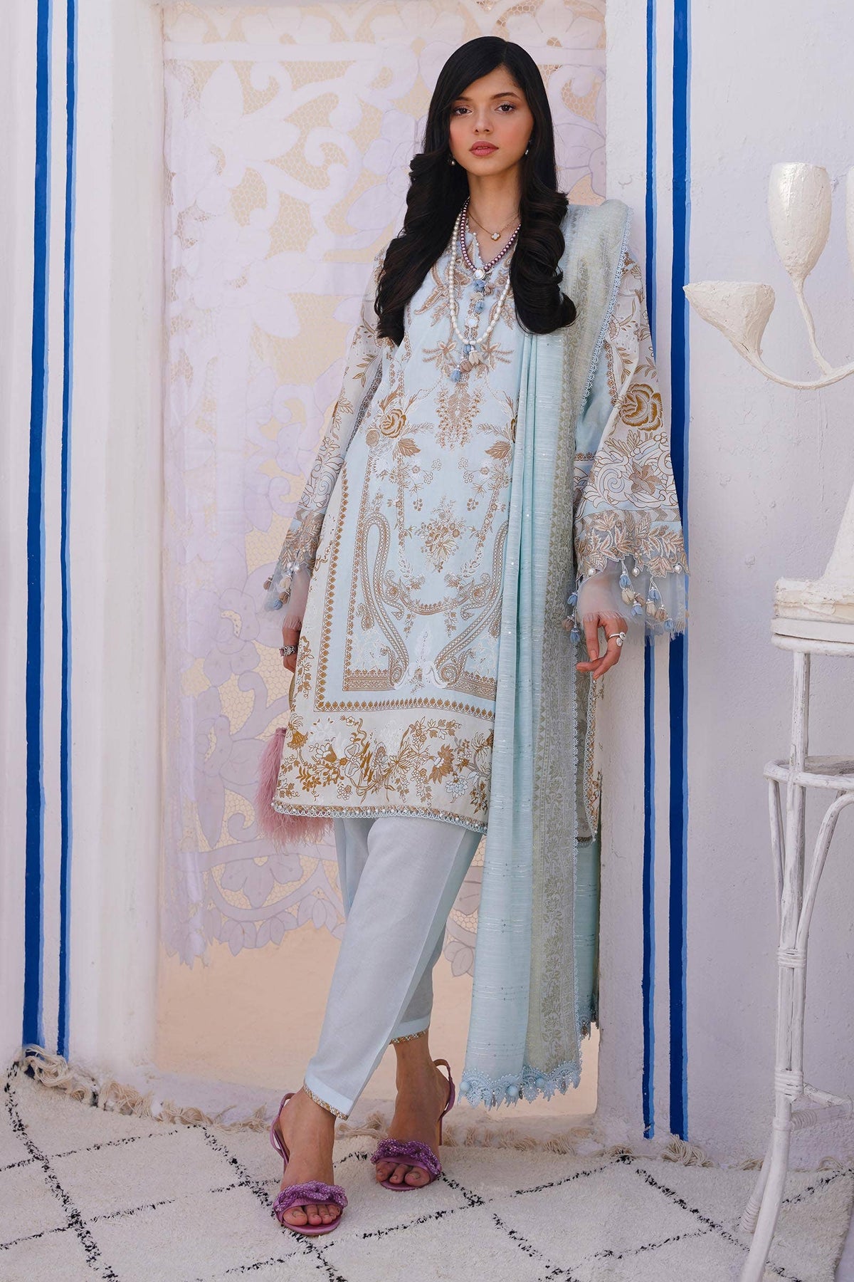 Sana Safinaz | Muzlin Spring 24 | M241-018B-CM -  Sana Safinaz Luxury - Original Designer Dress - House of Maryam