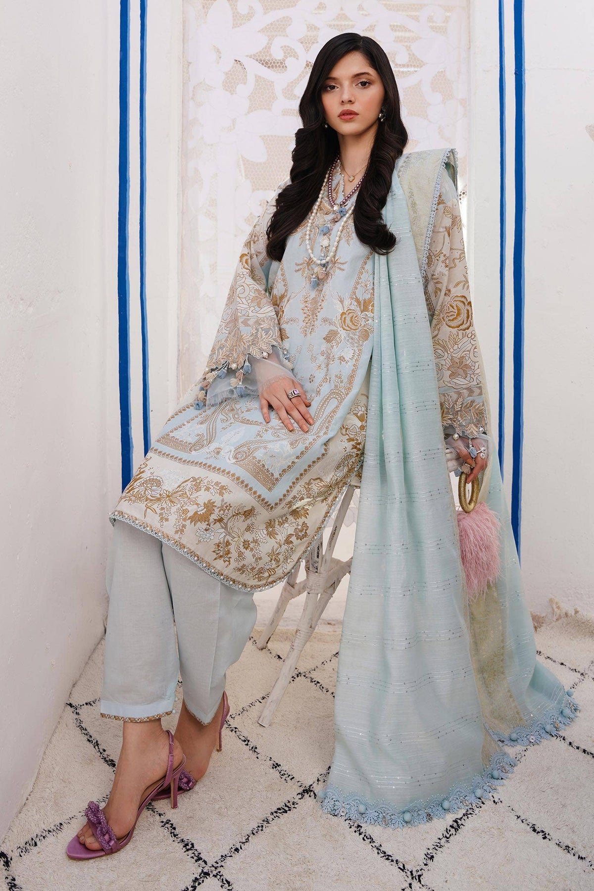 Sana Safinaz | Muzlin Spring 24 | M241-018B-CM -  Sana Safinaz Luxury - Original Designer Dress - House of Maryam