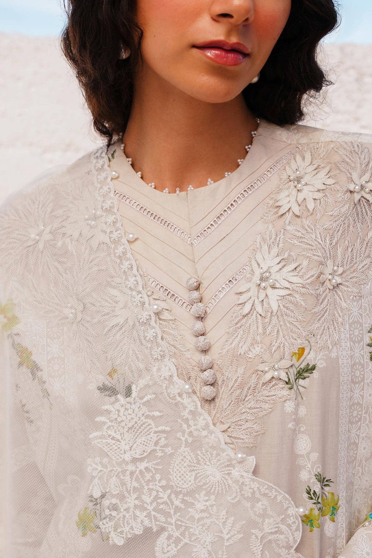 Sana Safinaz | Muzlin Spring 24 | M241-020A-CW -  Sana Safinaz Luxury - Original Designer Dress - House of Maryam