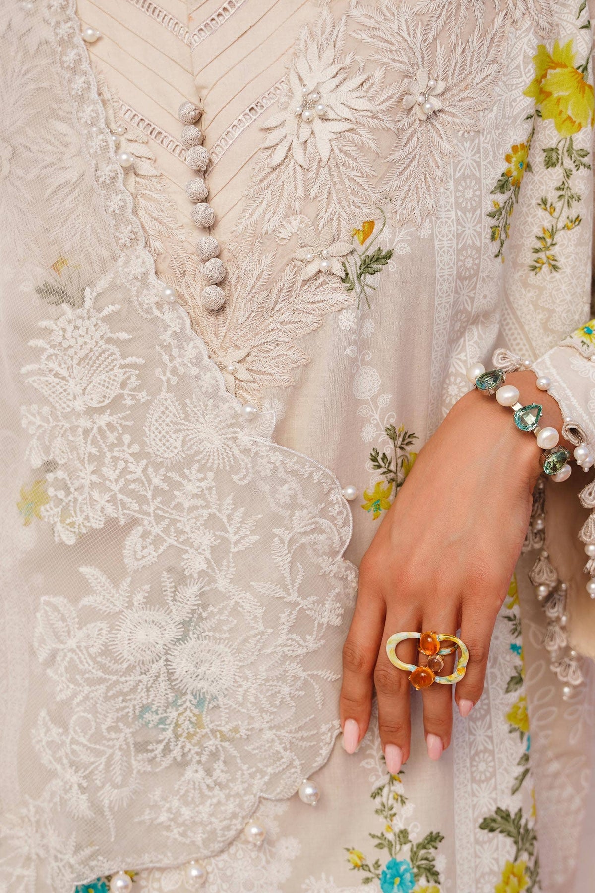 Sana Safinaz | Muzlin Spring 24 | M241-020A-CW -  Sana Safinaz Luxury - Original Designer Dress - House of Maryam