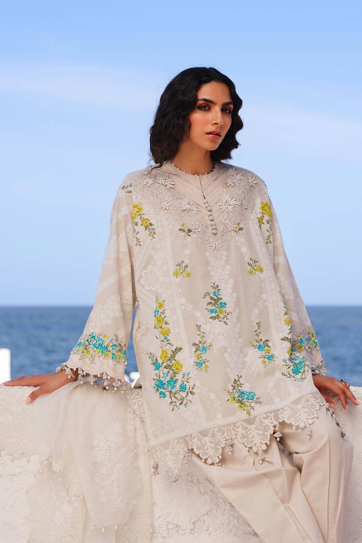 Sana Safinaz | Muzlin Spring 24 | M241-020A-CW -  Sana Safinaz Luxury - Original Designer Dress - House of Maryam