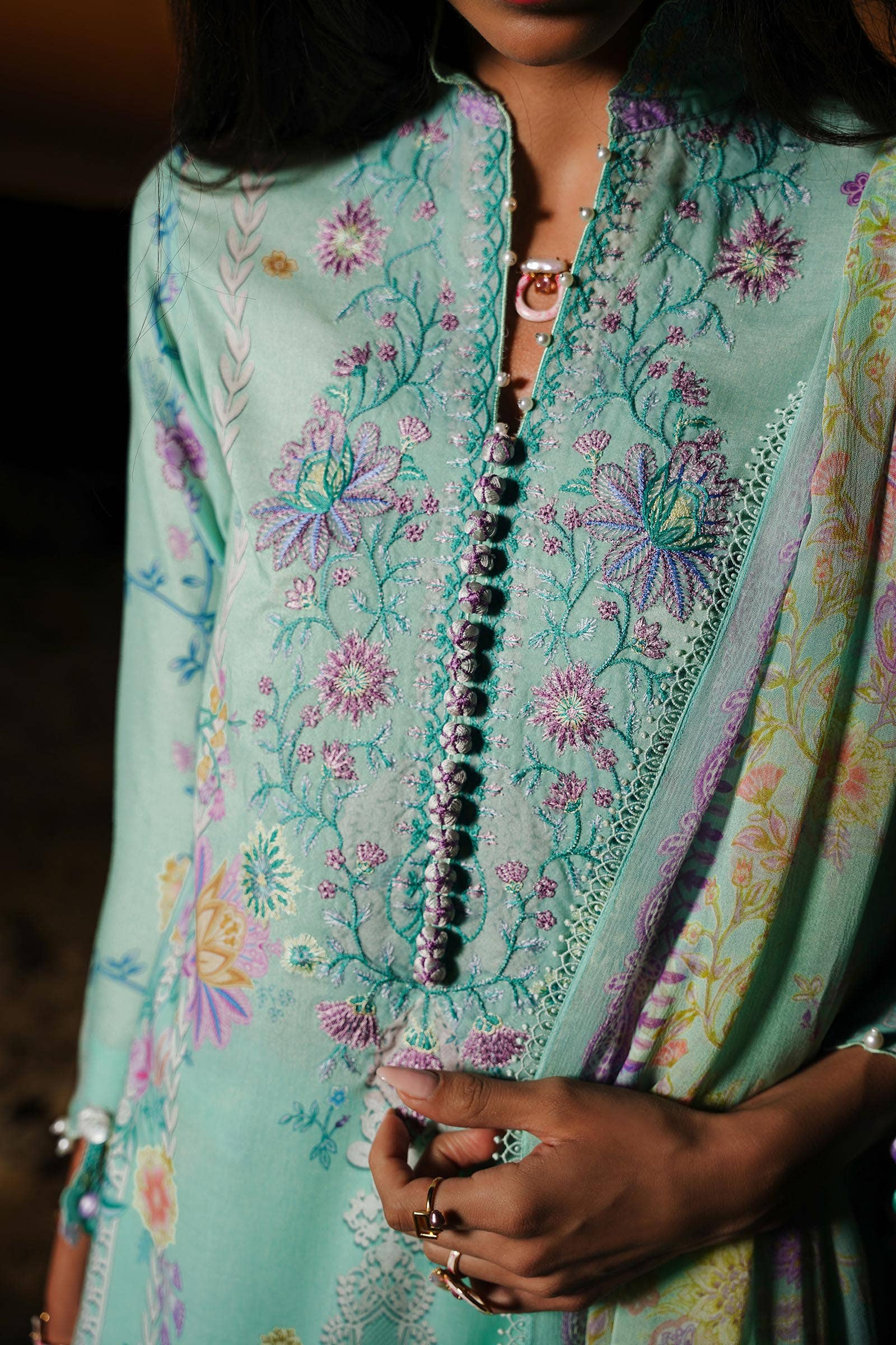 Sana Safinaz | Muzlin Spring 24 | M241-008B-CI -  Sana Safinaz Luxury -  House of Maryam